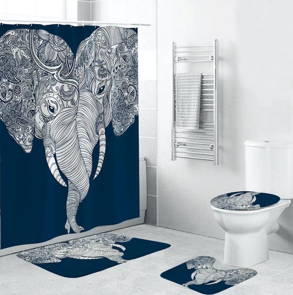 

bath accessory set animal elephant stone shower curtain cover mat toilet seat bathroom fittings carpet