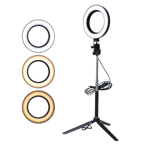 

2200-12000k pgraphy led selfie ring light dimmable camera phone ring lamp with stand tripods for makeup video live studio