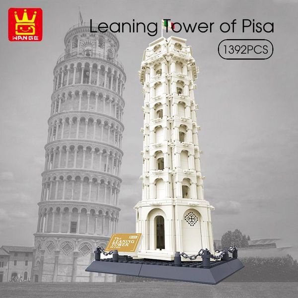 

1392pcs world famous classic architecture building blocks leaning tower of pisa of italy 3d model bricks sets for children toys wmtvyv
