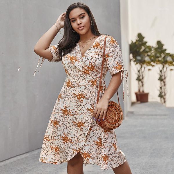 

party dresses v neck short sleeves women dress plus size floral print split summer casual dresses1, White;black