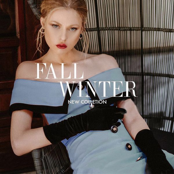 

summer 2020 womens new off-shoulder road shoulder black edging haze blue dress short sleeve dress