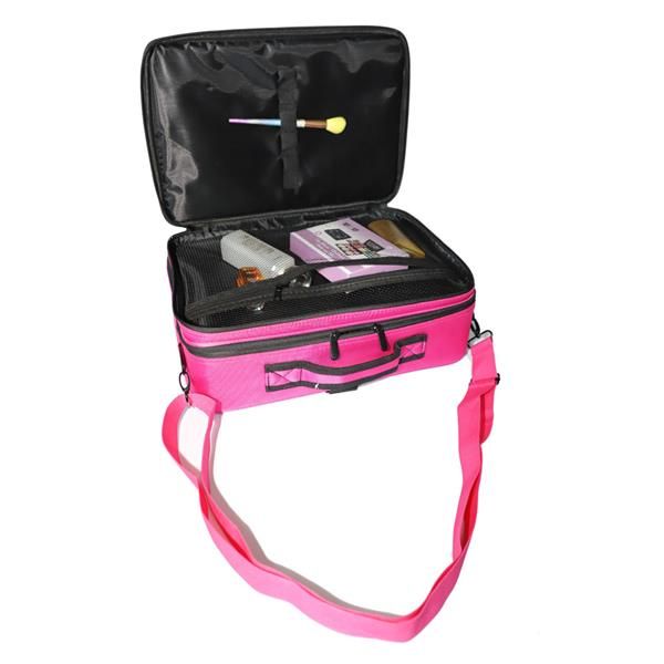 

professional high-capacity multilayer portable travel makeup bag with shoulder strap (large) rose re ship from us drop shipping
