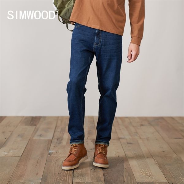 

spring winter comfortable tapered jeans men solid ankle-length denim trousers plus size brand clothing sk13081 220308, Blue