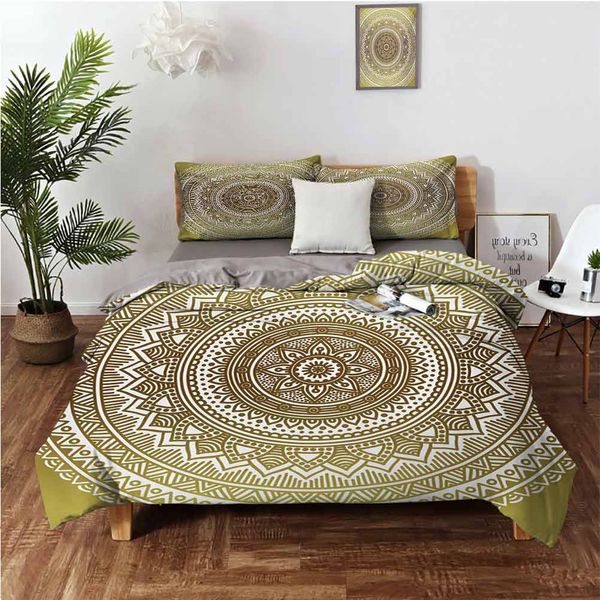 

ombre flower pattern golden  inspired prints hippie designbedding 3-piece set