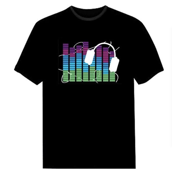 

fjun sound activated led light up and down flashing equalizer el men dj music short sleeve black s hoodie designers t shirts sweatshirt