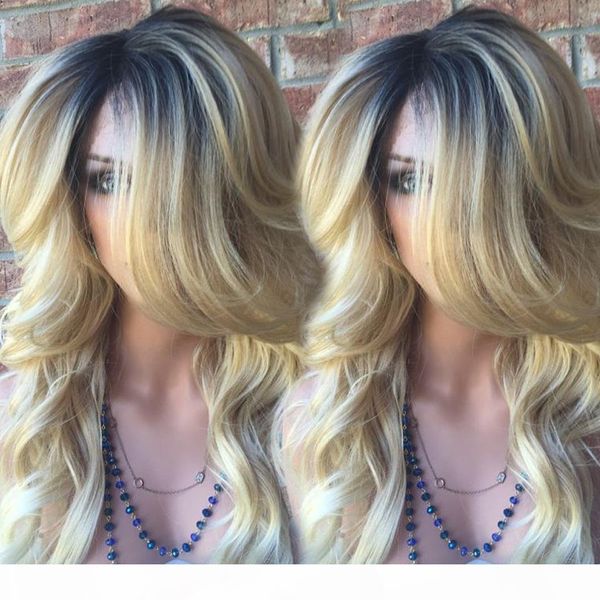 

brazilian full lace wigs lace front wigs glueless blonde ombre human hair wigs t1b 613 two tone ombre, Black
