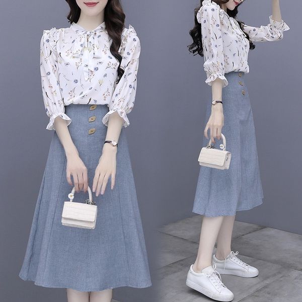 

minority design sense gentle wind long skirt high thin temperament light dress dressnational dressmature suit autumn dress 2020 new woman ip, Gray