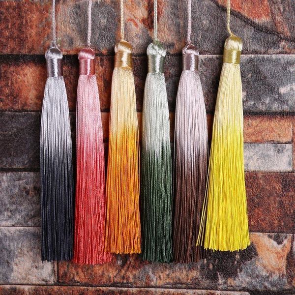

12pcs lot 12cm gradient color tassels silk fringe sewing bangs tassel trim decorative key tassels for curtains home decoration h qyllll