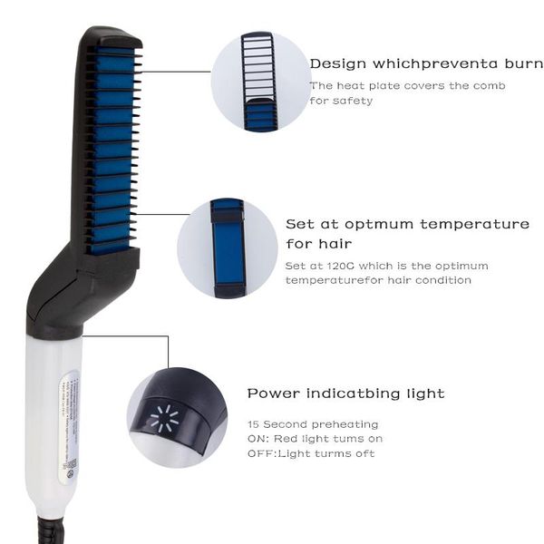 

dropshing men quick beard switchener styler comm многофункциональные волосы щетка для бороды выпрямитель для волос curling curler tool sqcfk, Silver