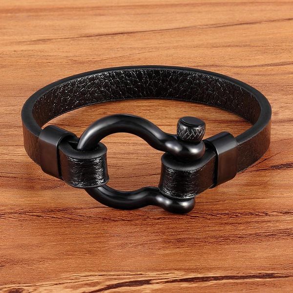 

selling new classic hip hop rock style geometric circle toggle clasps men's leather bracelet 19cm 21cm size meaningful gift h bbyzty, Golden;silver