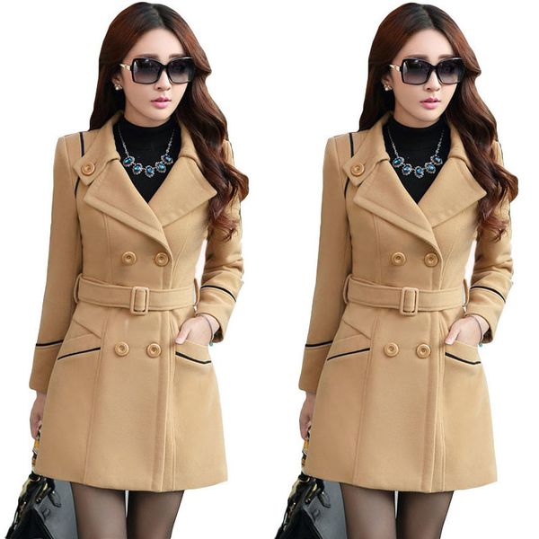 

autumn winter coat women belt jacket korean casual ladies outerwear warm clothes woolen coats femme elegant 2020 newx1020, Black