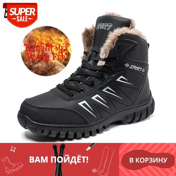 

classic men snow boots winter plush warm male ankle boots lace-up men motorcycle non-slip waterproof man work shoes 2020 #wf4p