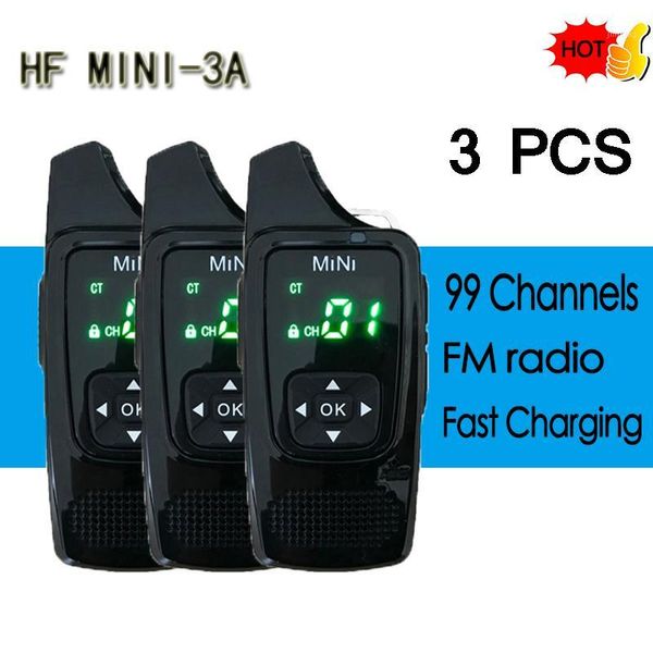 

walkie talkie 3 pcs hf 3a mini vox voice control uhf 400-520mhz 99ch ultra-small radio transceiver with earpiece headphones1