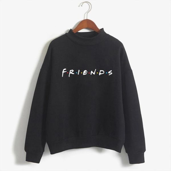 

friends tv women turtleneck black hoodies winter kawaii clothes print harajuku plus size femme clothing sweatshirt fashion