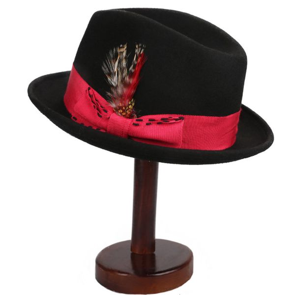 

smart clothing straight jazz hat autumn and winter wool hat british gentleman hat, Blue;gray