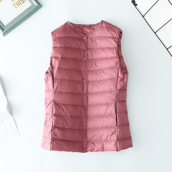 

2021 new women's vests ultra light down vest women matt fabric waistcoat portable warm sleeveless winter liner rbbw, Black;white