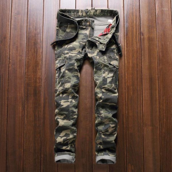 

men's camouflage army green jeans pants pencil pants slim fit trousers patchwork j451, Blue