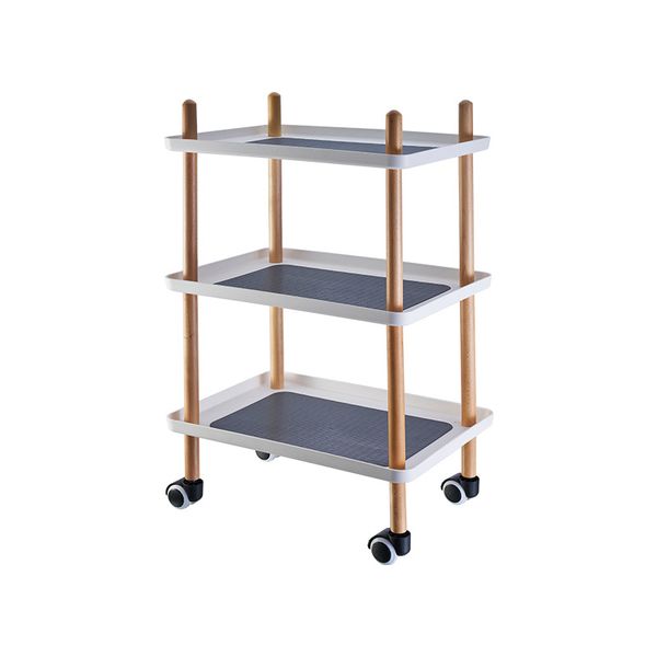 

simple shelf push home living room coffee table bedroom kitchen non-slip multifunctional wooden cart square three-layer