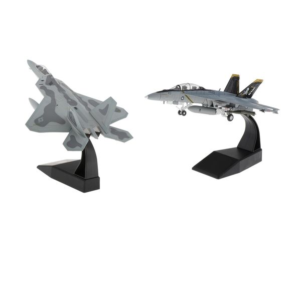 

2pcs 1/100 f 22 airplane & f / a 18 strike alloy model airplane home ornaments