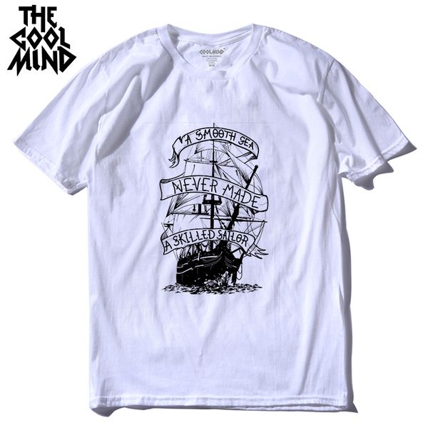 

sport coolmind qi0410a 100% cotton mens tee shirt casual short sleeve boat print men t shirt casual summer tshirt male t-shirt lmyx