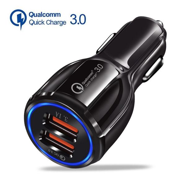 

qc3.0 car charger dual usb chargers quick charge 3.0 fast charging adapter phone for iphone 13 12 11 pro max x 8 7 plus and samsung phones