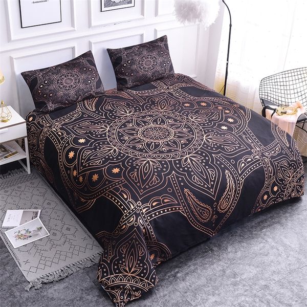 Zeimon bronzing mandala 3d conjuntos de cama de edredão capa rainha / king size boêmio louro de luxo decoração de casa 201021