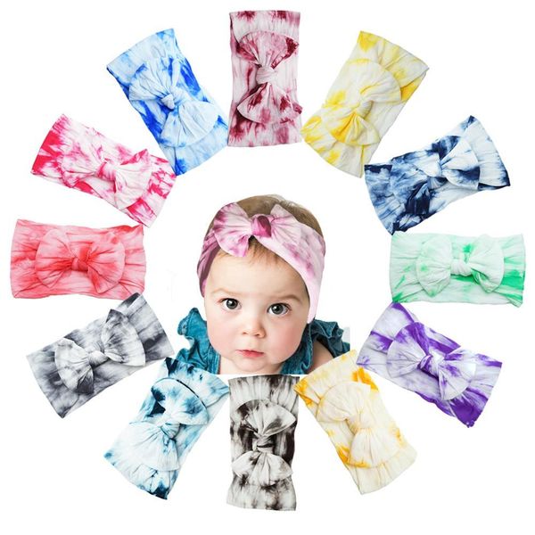 

12 pcs tie dye super stretchy soft knot baby girl headbands with hair bows head wrap for newborn baby girls infant h jllwye, Slivery;white
