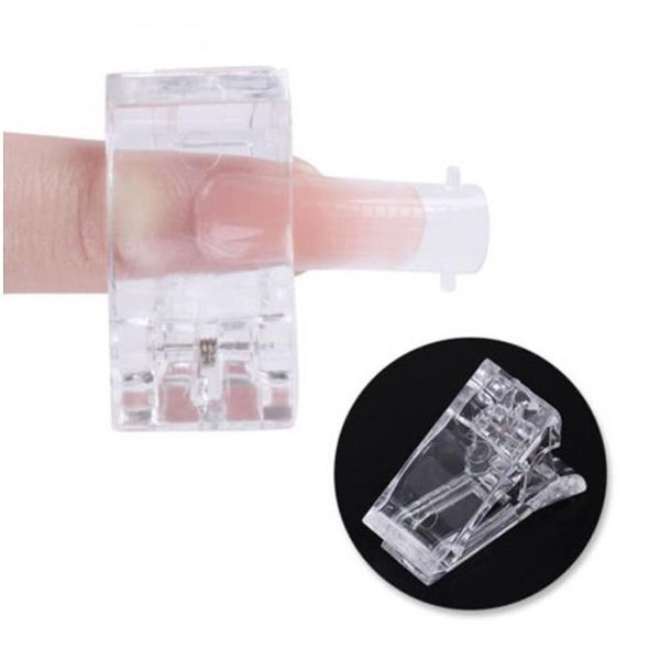 

1pc quick building nail clips with 100pc false nail mold forms poly uv gel quick extension builder tips clip diy manicu sqcpor, Black