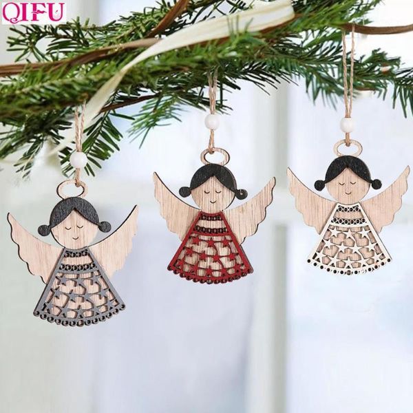 

christmas decorations qifu angel wooden pendant elk wood decor for home 2021 tree ornaments xmas gifts happy year1