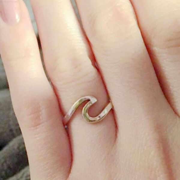 

ocean design sea wave fashion surf alloy simple ring rose gold silver color finger jewelry rings for women surfer gift