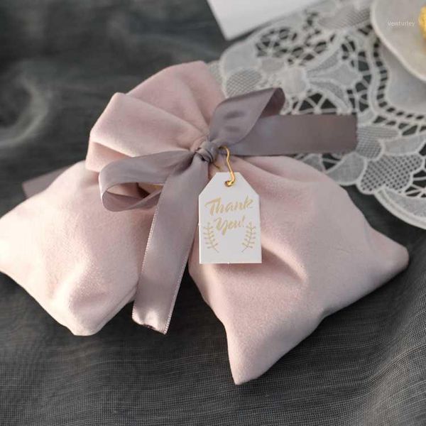 

gift wrap 10pcs pink/red velvet bags with ribbons small jewelry pouch bag christmas/wedding favor packaging pouches favors gift1