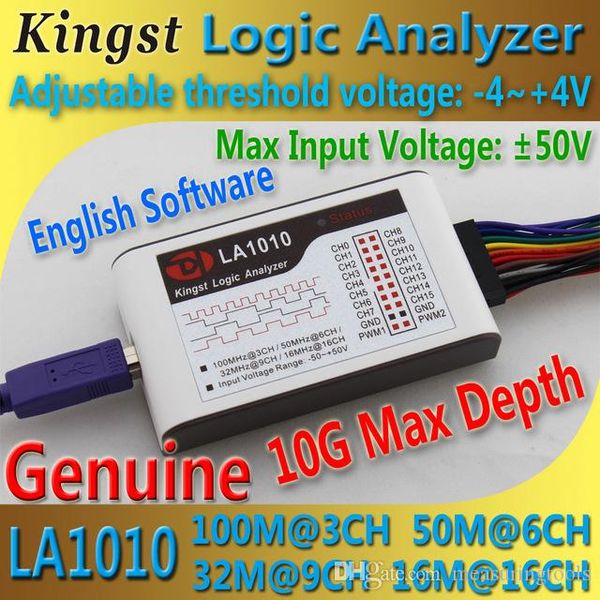 

kingst la1010 usb logic analyzer 100m max sample rate,16channels,10b samples, mcu,arm,fpga debug tool english software