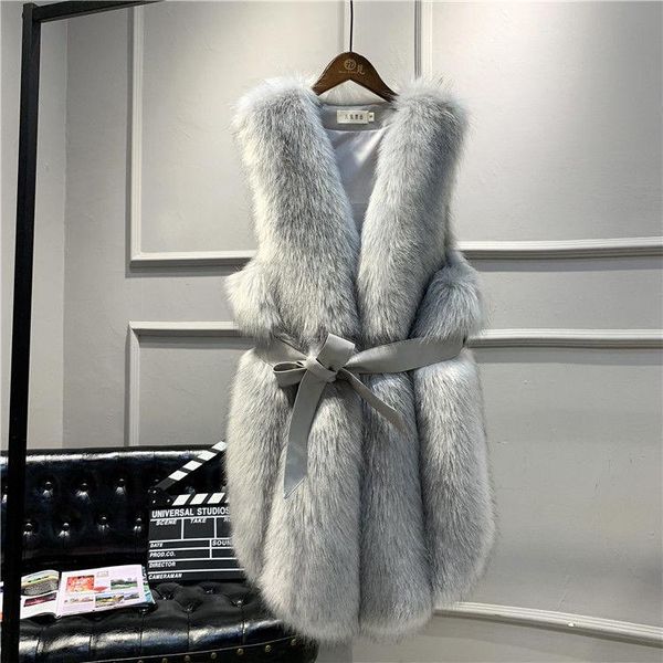 

warm women faux fur vest coat plus size sleeveless plush vests female jacket fur autumn winter 2021 female shaggy outerwear, Black