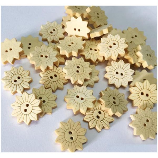 

100-pack wooden sunflower buttons cufflinks clothing button laser flower button kids clothing decoration, jew qylwji wphome