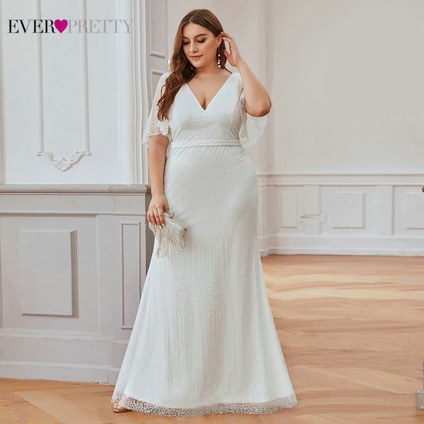 

plus size evening dresses ever pretty mermaid sequined deep v-neck ruffles sleeve sparkle formal party dresses abendkleider 201113, White;black