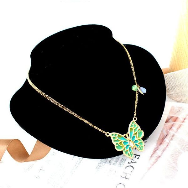 

fashion jewelry metal enamel butterfly necklace, Silver