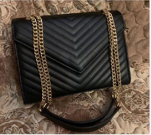 

women shoulder bag black chain and gold chain bag crossbody pure color handbag crossbody messenger tote bag purse wallet