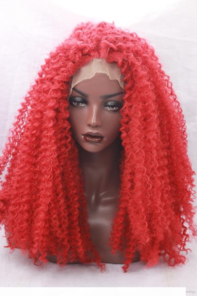 

synthetic lace front wig afro curly natural hairline red women's lace front natural wigs, Black