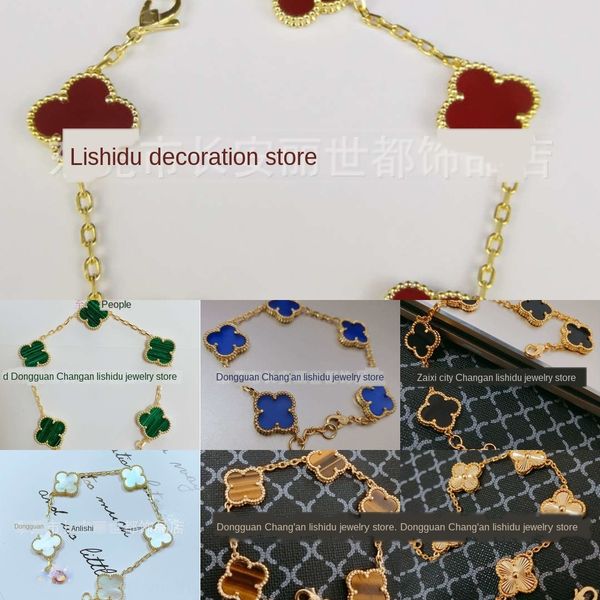 

thick layer agate bracelet diamond genuine gold inlaid with diamond tetrafolium pentaphyllum hand chain white fritillaria agate and chalcedo, Golden;silver