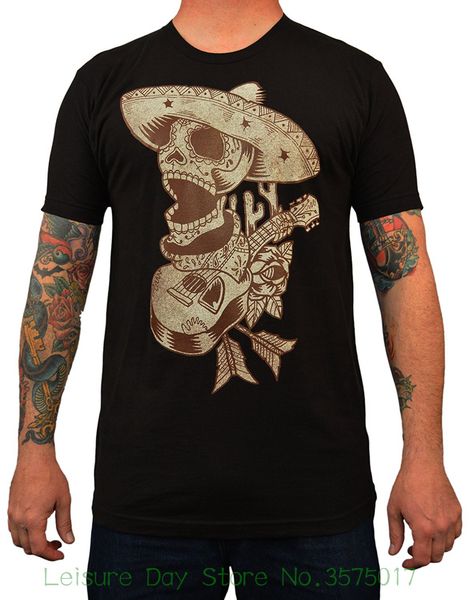 

adults casual tee shirt men's mariachi by adi day of the dead skeleton skull tattoo art black t-shirt sport hooded sweatshirt hoodie