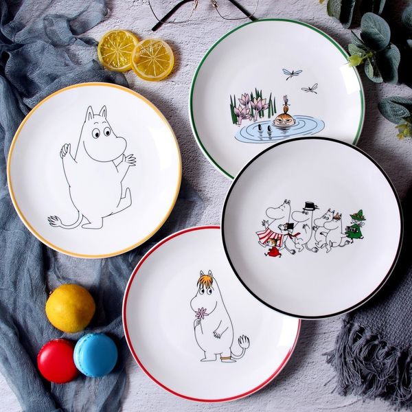 

moomin platos de madera salad piatti ceramica assiette salade kid lunch plate dinner plates q0108