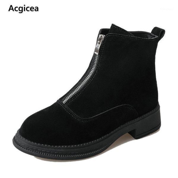 

boots size 35-40 2021 fashion women ankle autumn sewing black zipper shoes woman low heels europe style ladies solid boot1