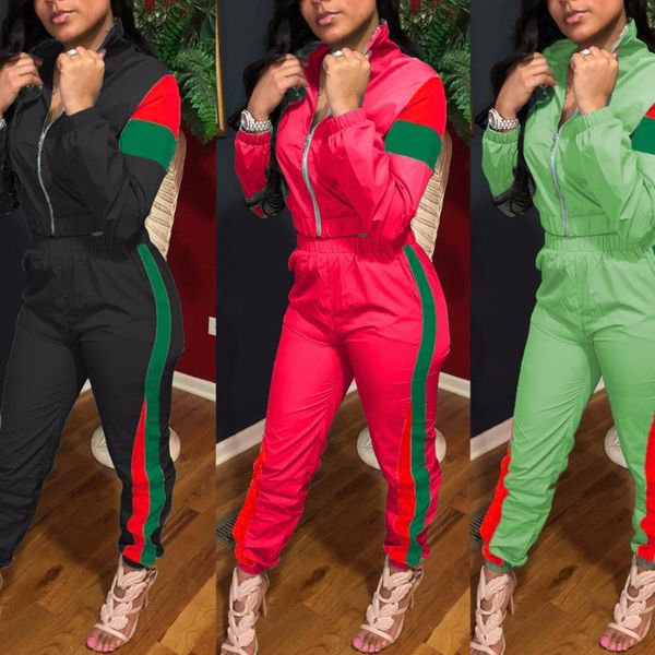 

running sets 2021 plus size women sport suit sportswear zipper hooded female joggers loungewear striped sweatshirt pants tracksuit, Black;blue