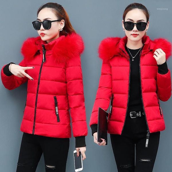 

winter jacket women hooded fur collar jacket short parkas womens winter jackets and coats parkas women plus sizes outwears 4xl1, Black