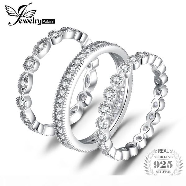 

jewelrypalace fashion 2.15ct кубический цирконий 3 вечность кольца для женщин чистые 925 стерлинговое серебро 925 реальные серебряные украше, Slivery;golden