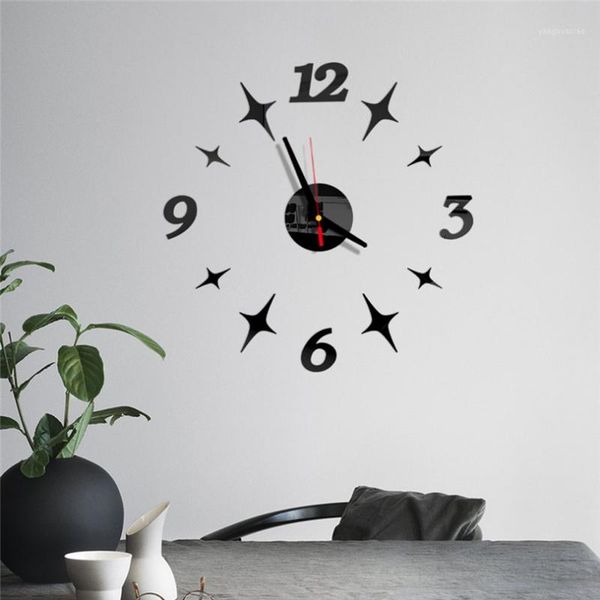 

wall clocks novelty diy clock 3d mirror surface sticker home office decor self-adhesive silent gifts and crafts #3d111