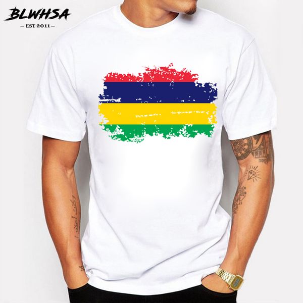 

blwhsa mauritius flag casual short sleeve cool summer mauritius national flag hip hop clothing sport hooded sweatshirt hoodie men t shirt