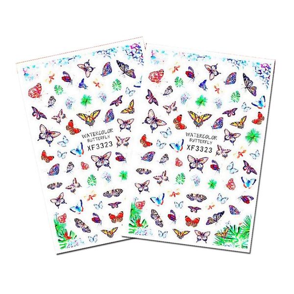 

1 sheet nail art sticker adhesive gradient color nail transfer decal decoration flower butterfly diy design tool, Black