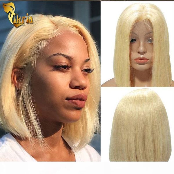 

короткий боб 613 blonde natural straight pre щипкового hairline с ребенком волосами бразильских малазийских перуанского индийского волос дев, Black;brown