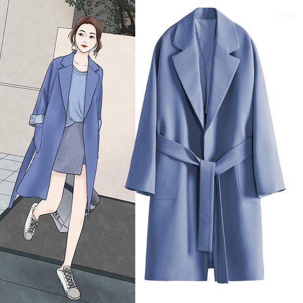 

women's trench coats bb110 wholesale 2021 autumn winter selling women's fashion netred casual ladies work wear nice jacket1, Tan;black